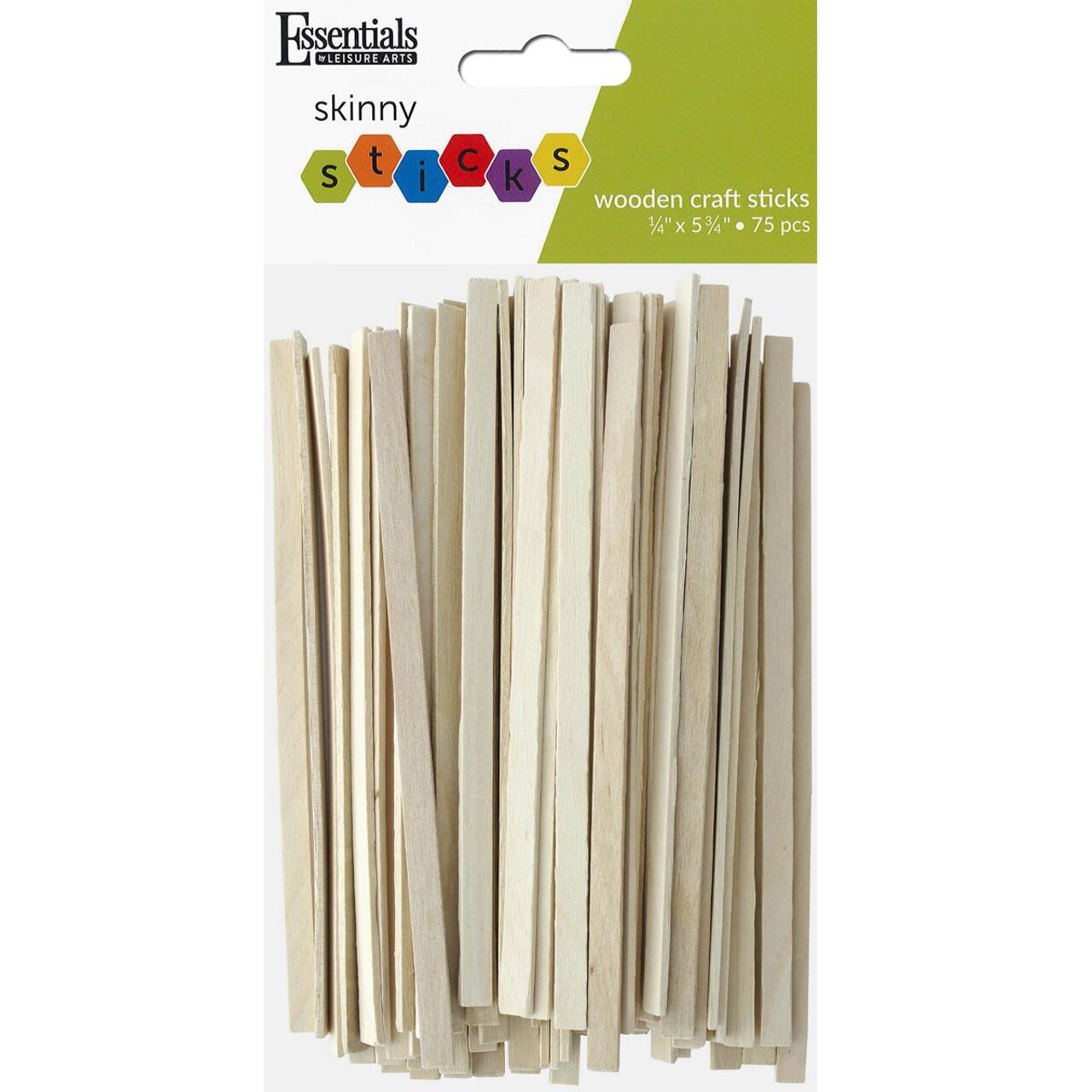 Essentials By Leisure Arts Arts Wood Craft Sticks Skinny .25x5.75" 75pc